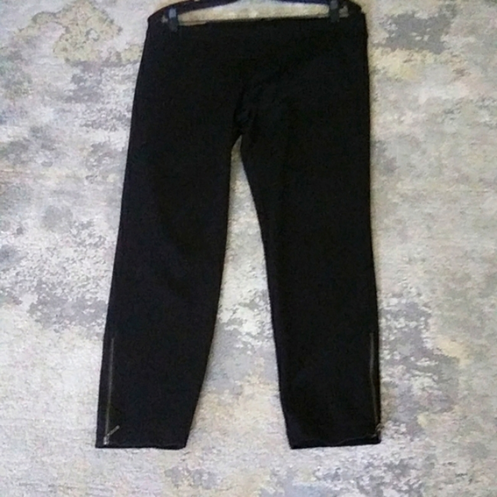 6X💕HOST PICK EILEEN FISHER PULL ON, SLIM PANTS ,ANKLE ZIPPER/SLITS, BLAC